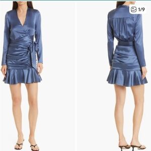 Veronica Beard Blue Silk Ruched Dress